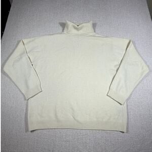 Woolovers Men XL Cream Turtleneck Long Sleeve Pullover Wool Knit Winter Sweater